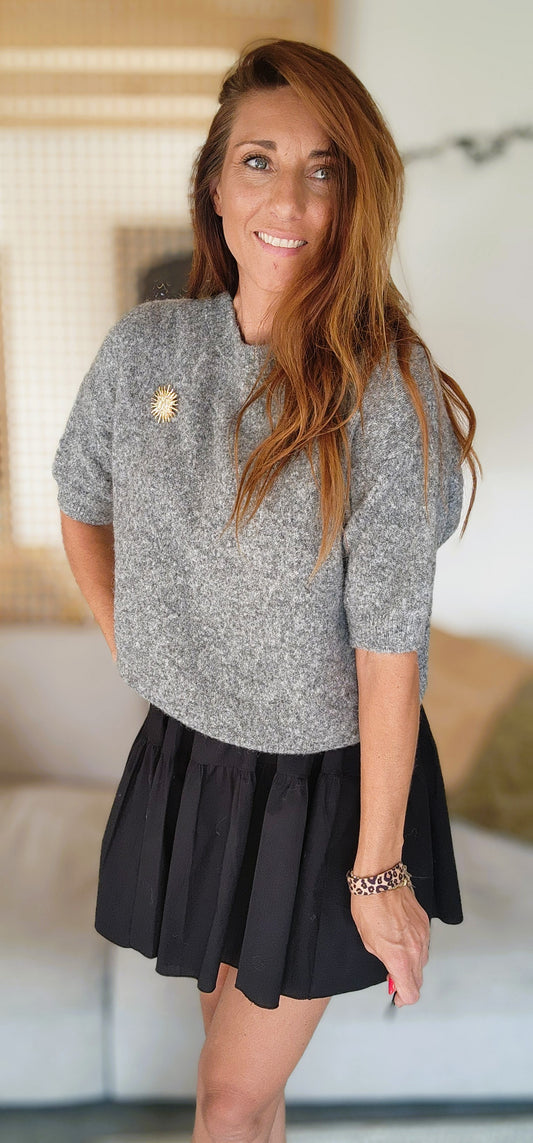 Pull manches courtes "ALPA" Gris