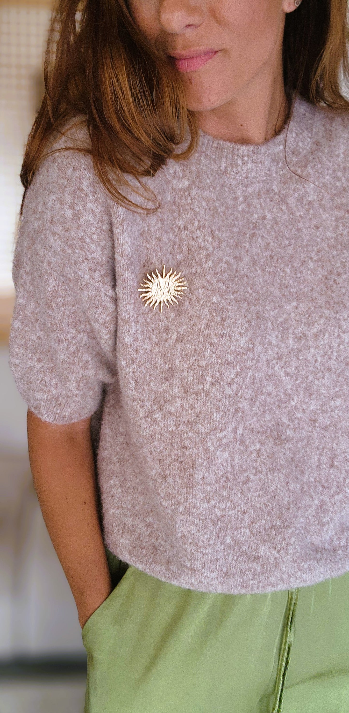Pull manches courtes "ALPA" Taupe