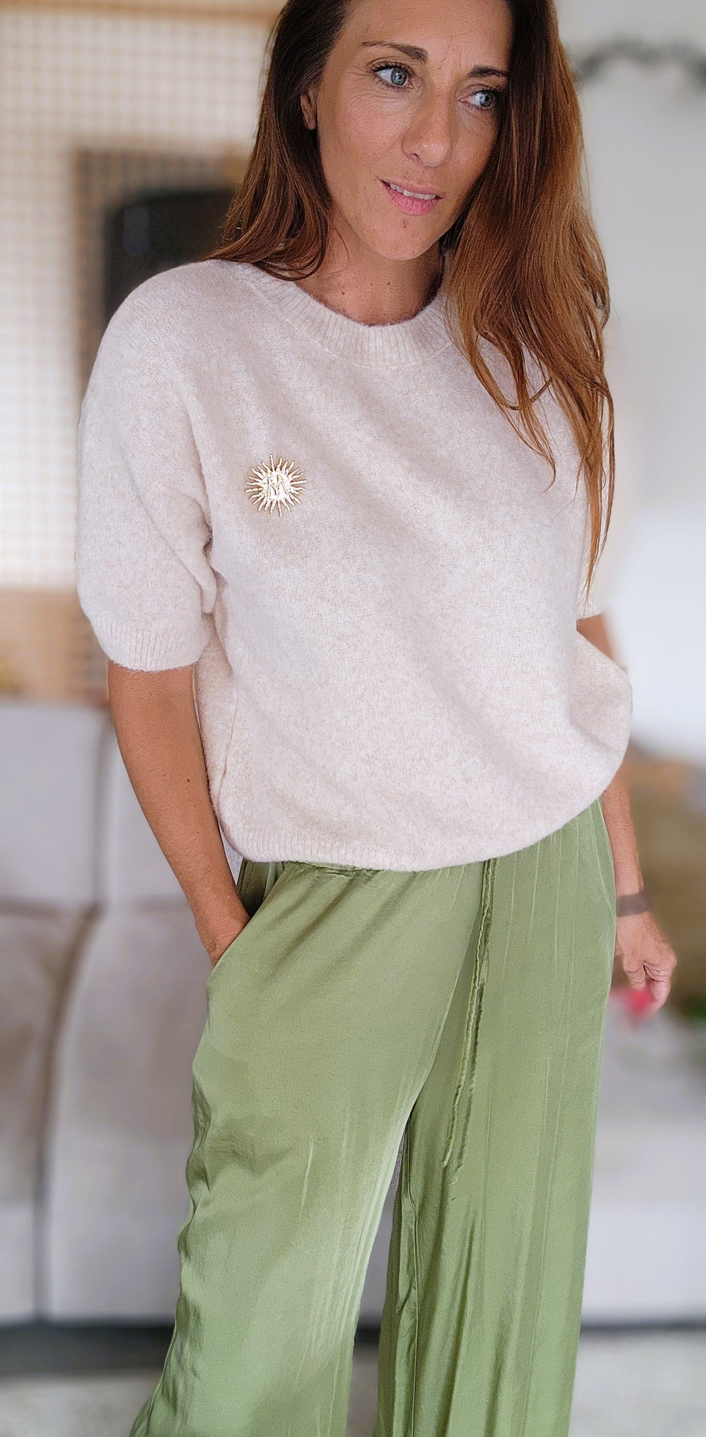 Pull manches courtes "ALPA" Beige