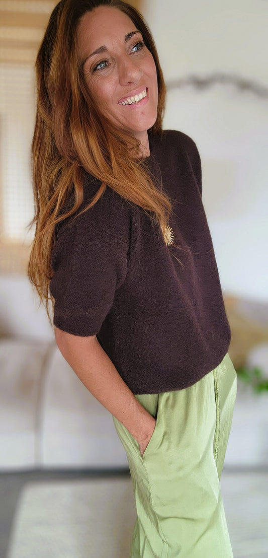Pull manches courtes "ALPA" Marron