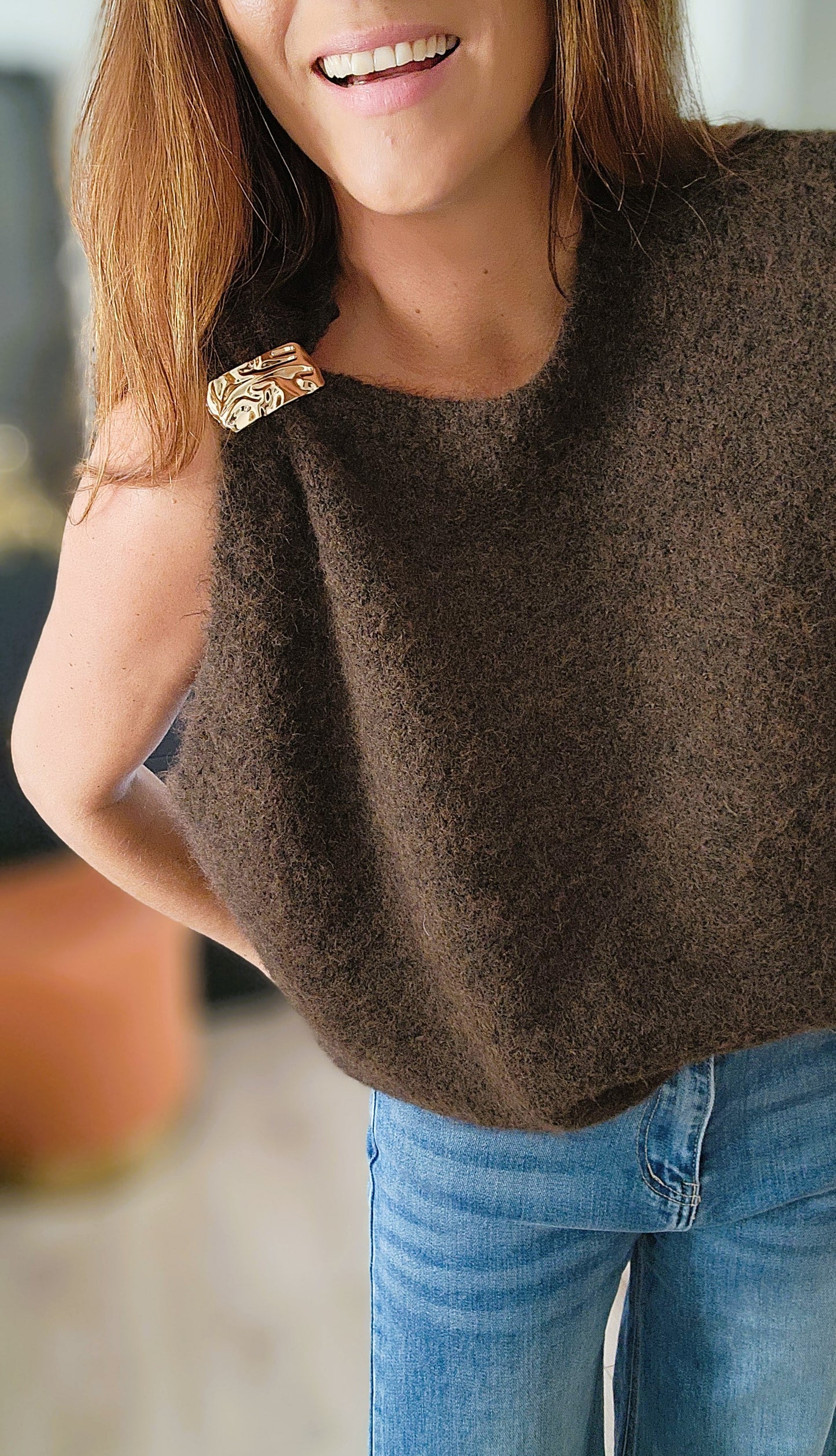 Pull sans manches "Nuage" Marron