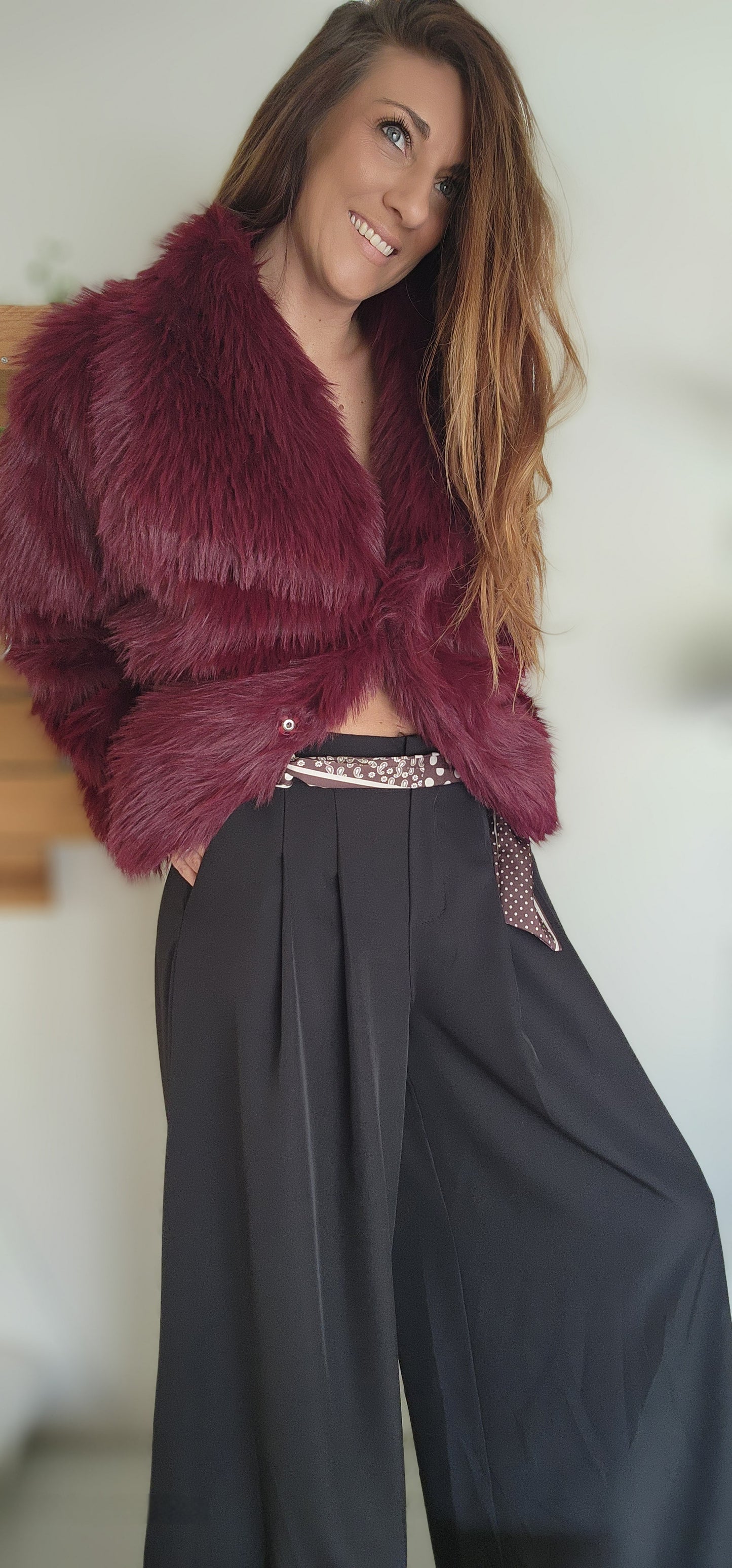 Manteau fourrure VALÉRINA Bordeaux