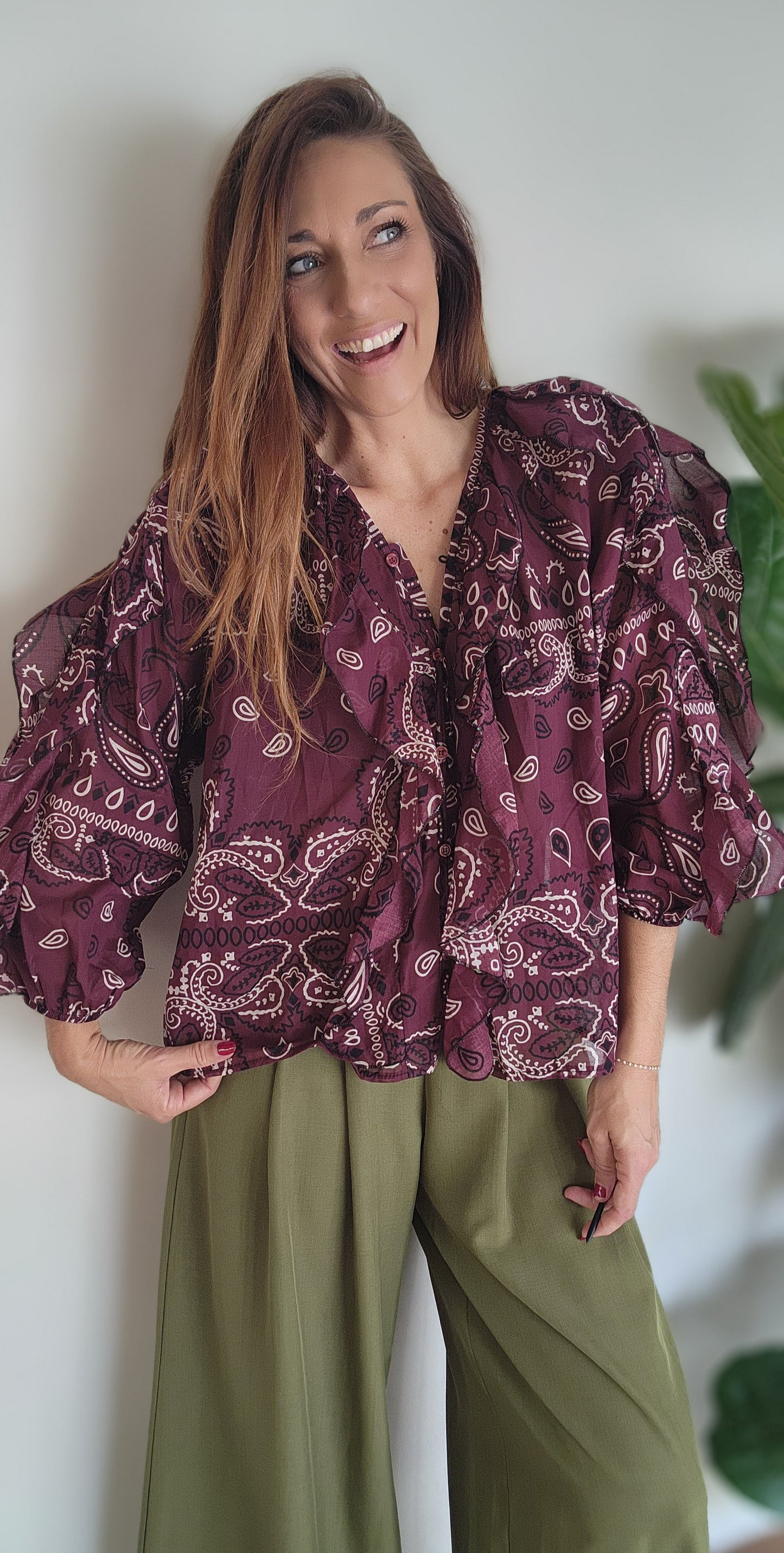 Chemisier volant "Sara" imprimé bandana