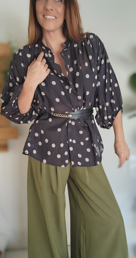 Chemisier à pois VENISE noir