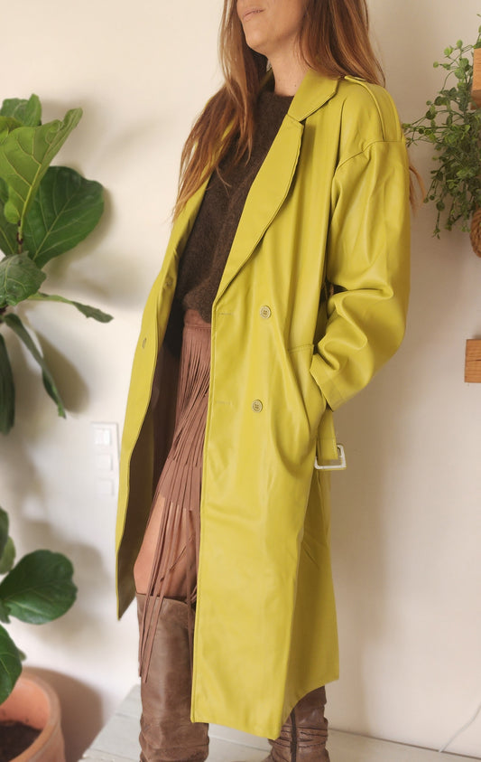 Parka long simili cuir