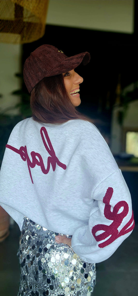 Sweet BE HAPPY Burgundy