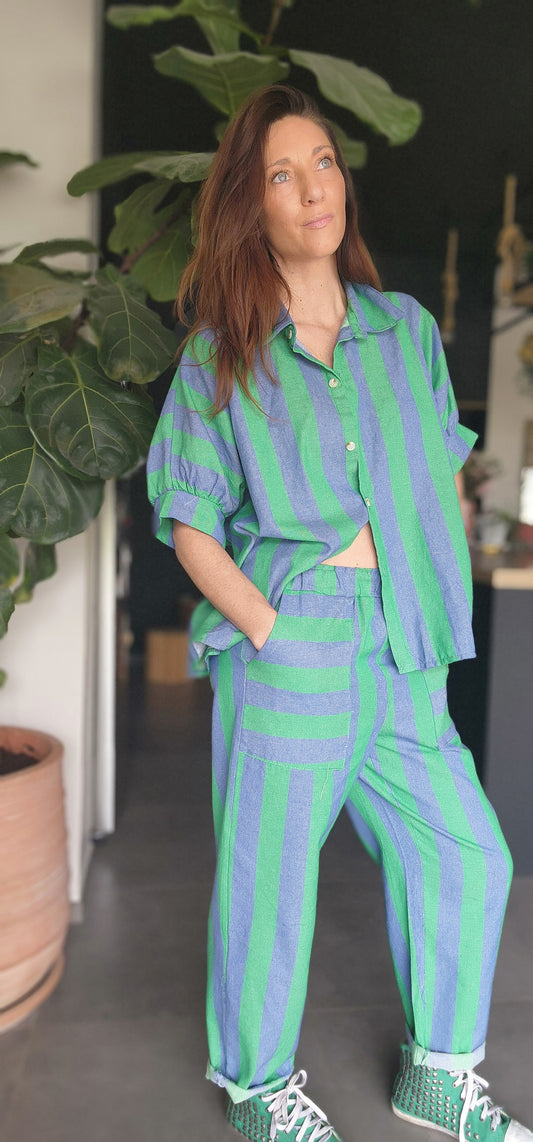 Pantalon RAYA Bleu / Vert