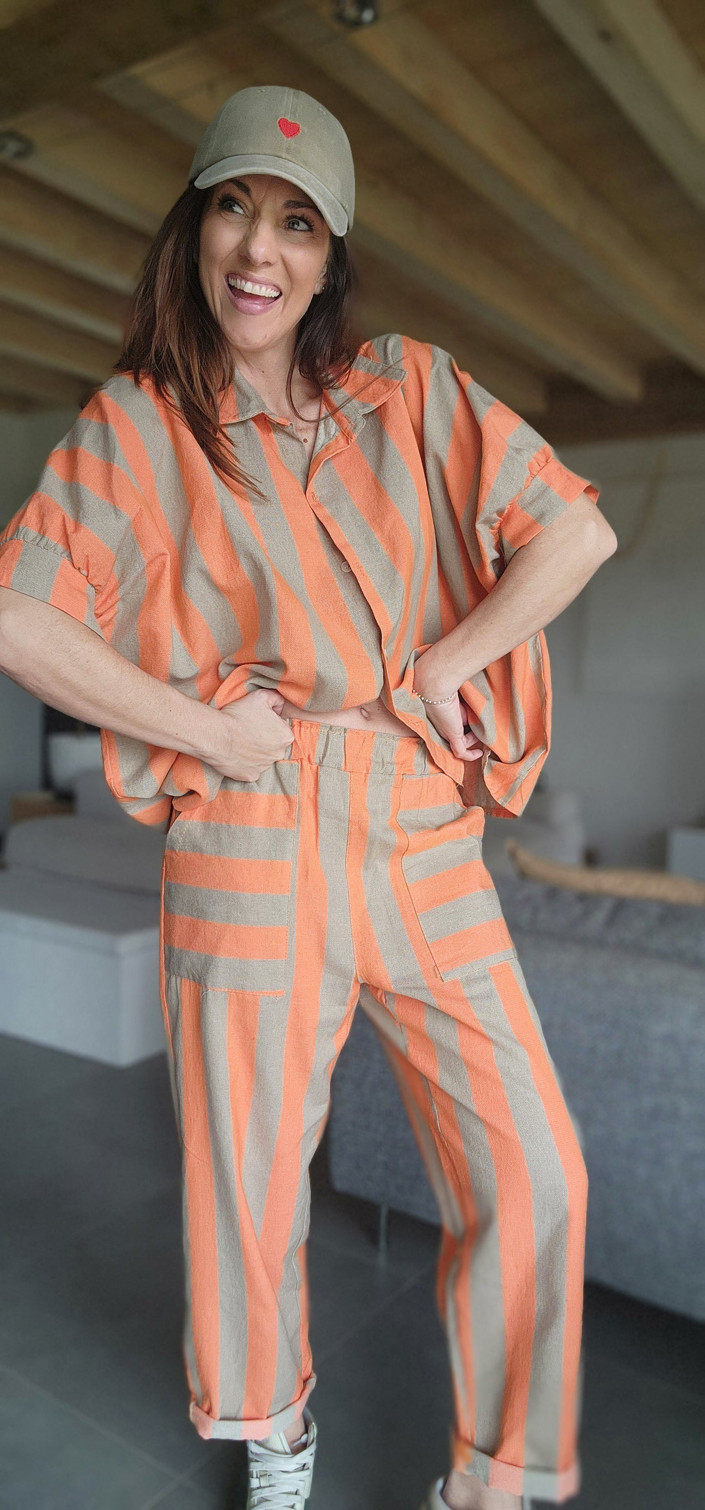 Pantalon RAYA Orange / Taupe