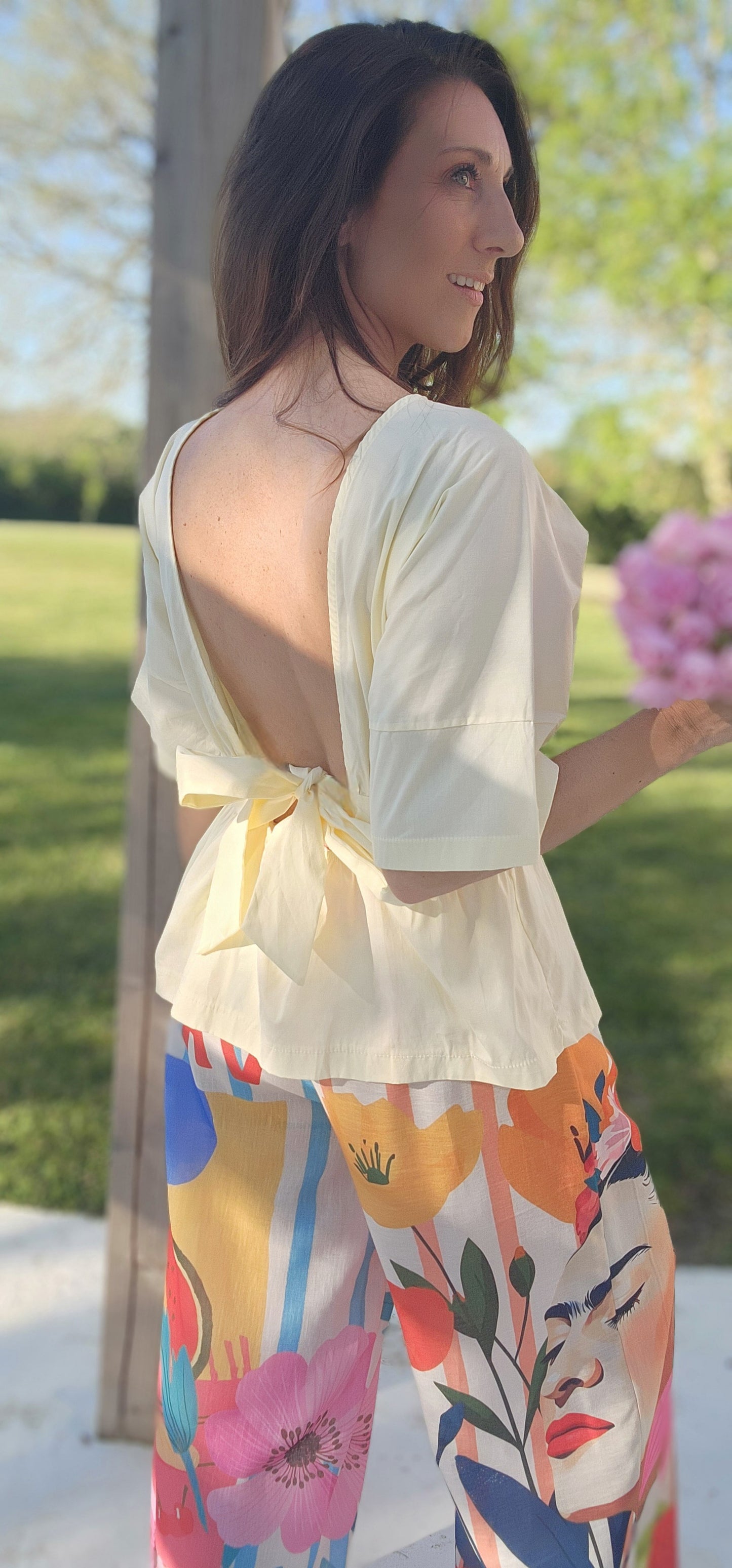 Blouse PENELOPE dos nu Jaune Pastel