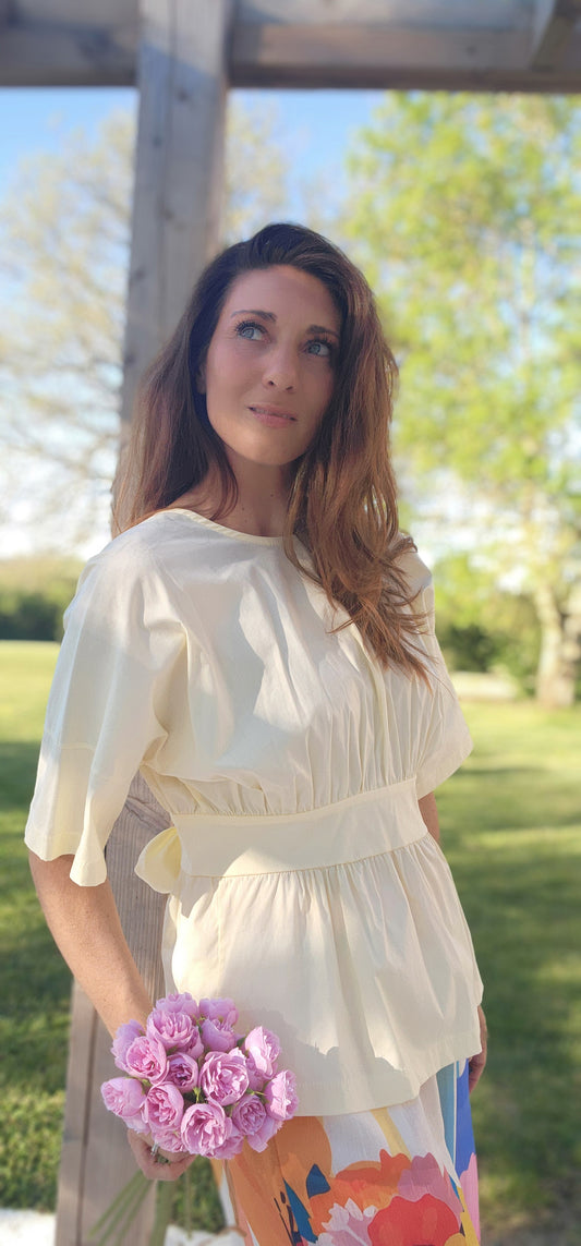 Blouse PENELOPE dos nu Jaune Pastel