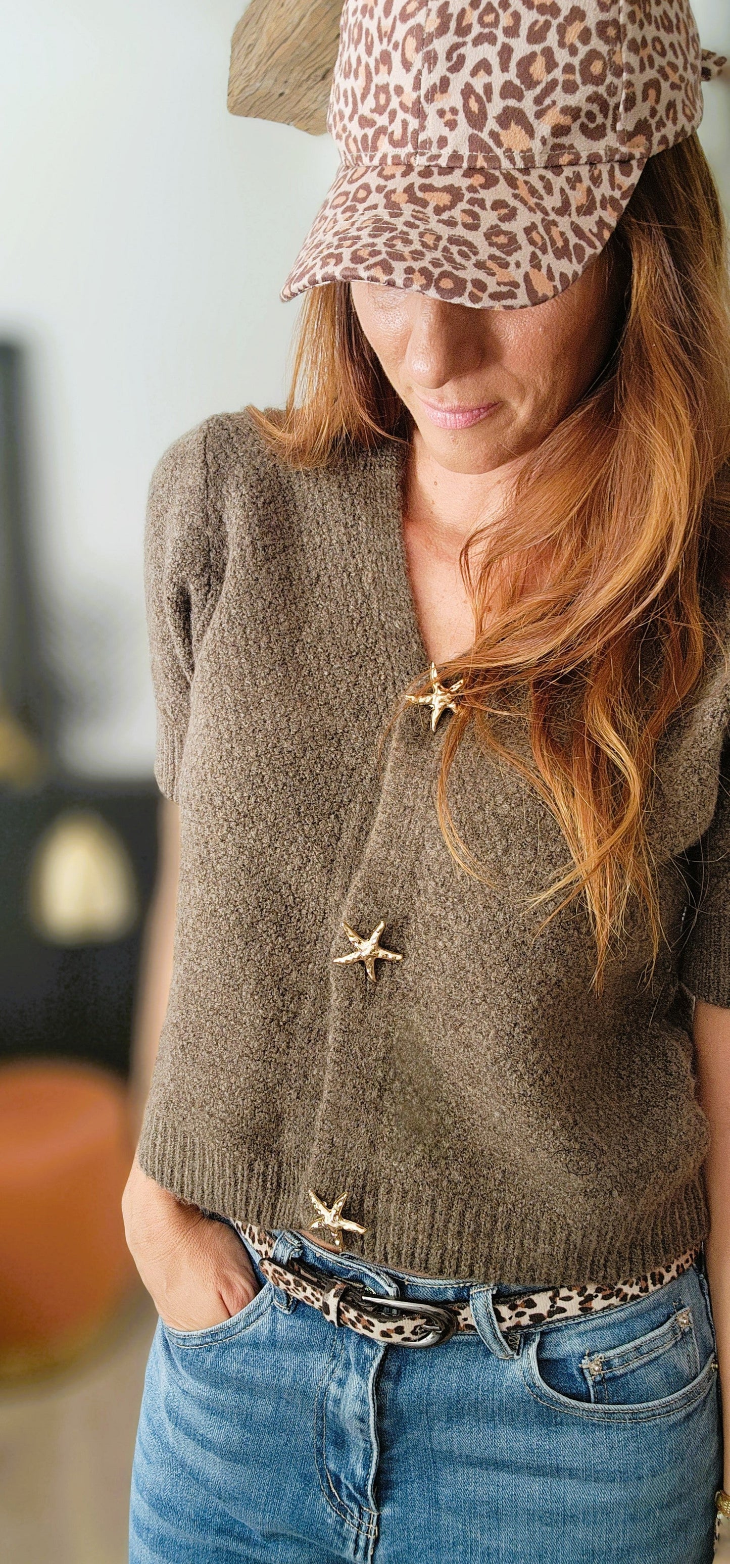 Gilet manches courtes "Etoile" Marron