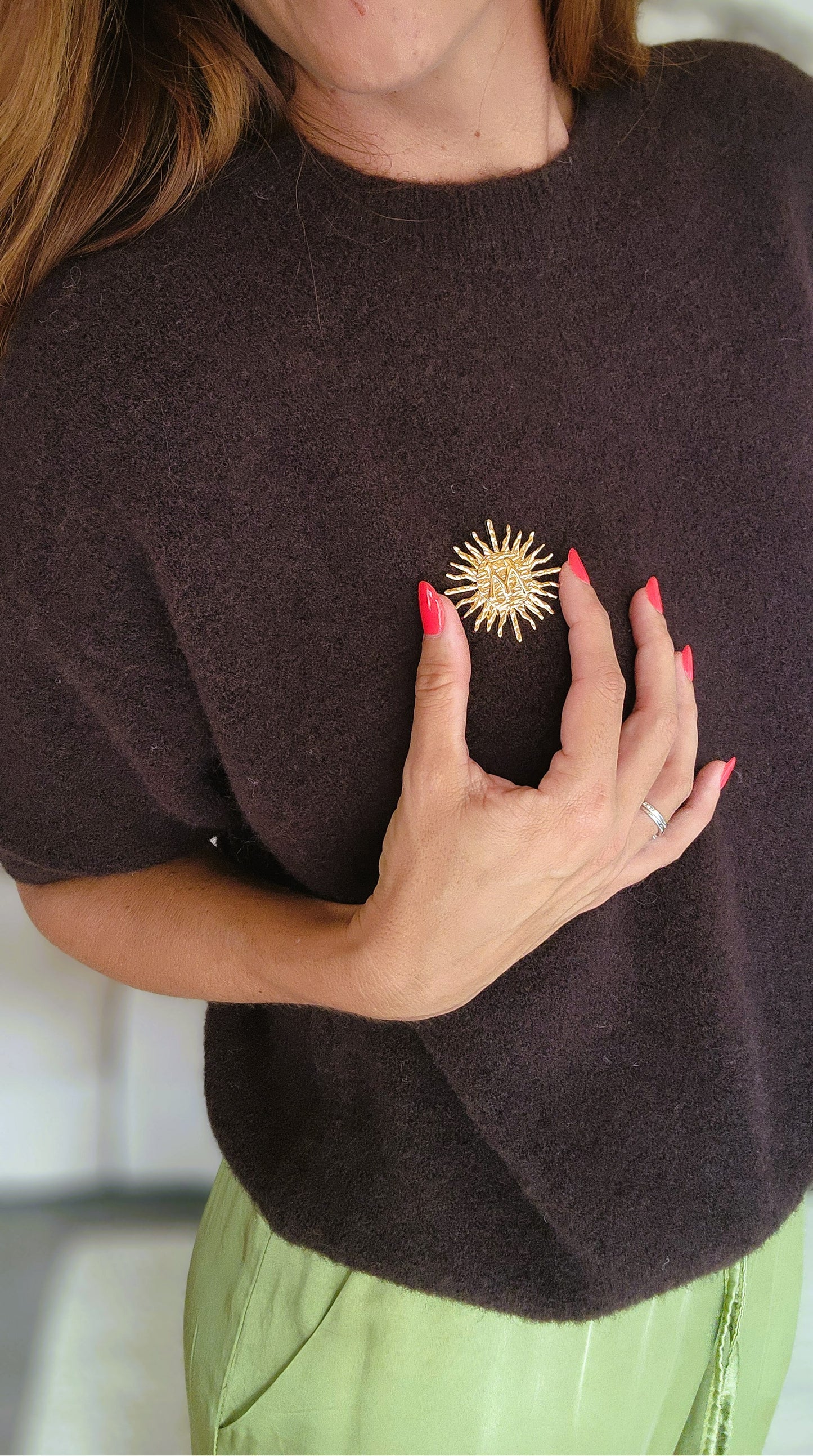 Pull manches courtes "ALPA" Marron