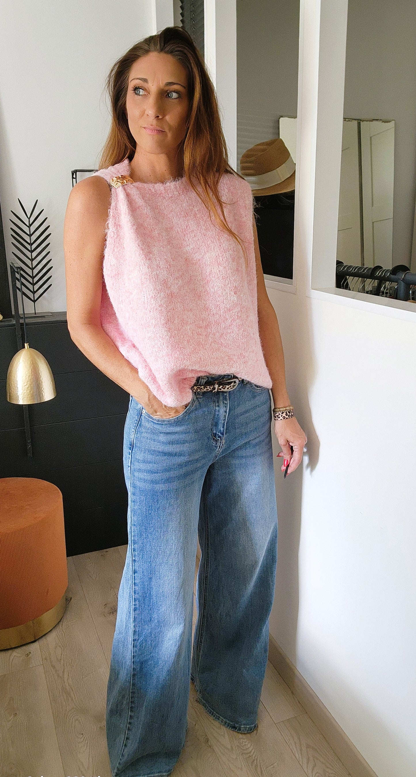 Pull sans manches "Nuage" Rose