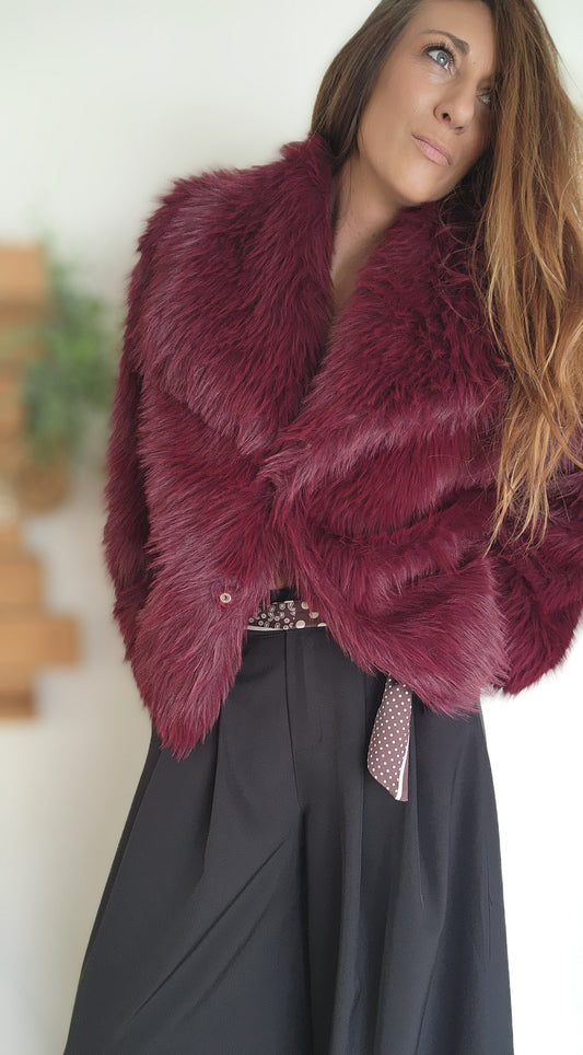 Manteau fourrure VALÉRINA Bordeaux