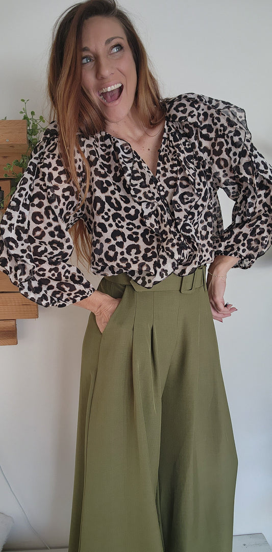 Chemisier volant "Sara" léopard