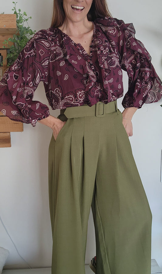 Chemisier volant "Sara" imprimé bandana