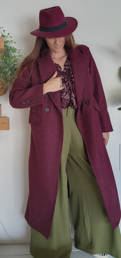 Manteau Long New York Lie de Vin