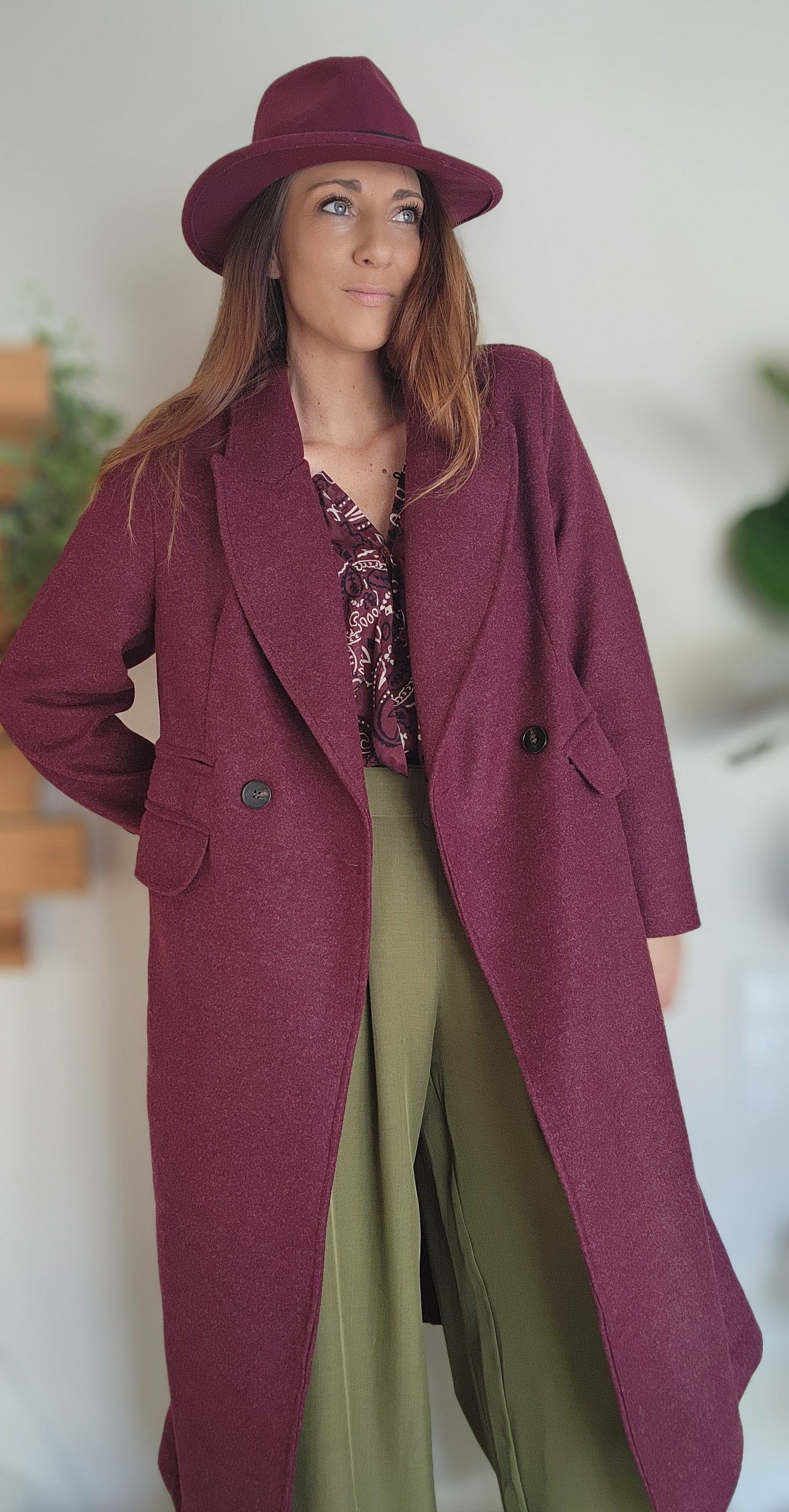 Manteau Long New York Lie de Vin