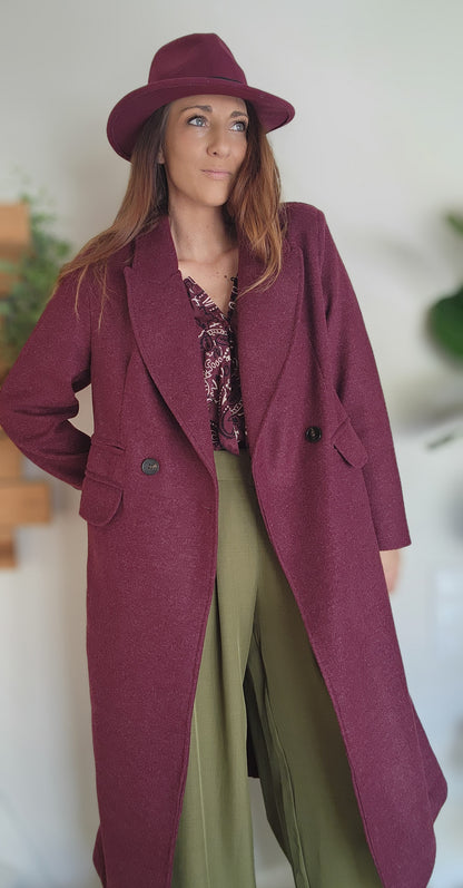 Manteau Long New York Lie de Vin