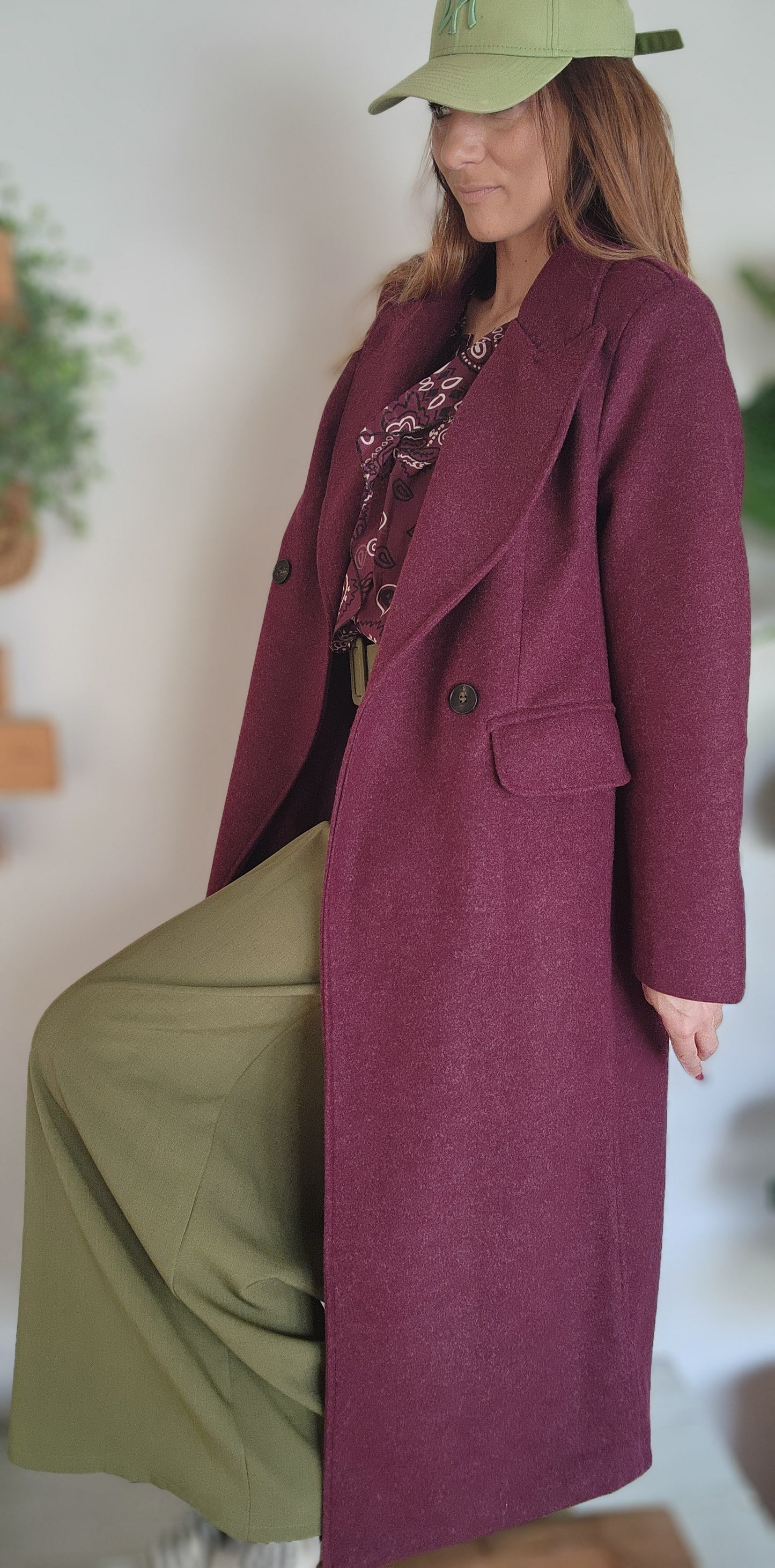 Manteau Long New York Lie de Vin