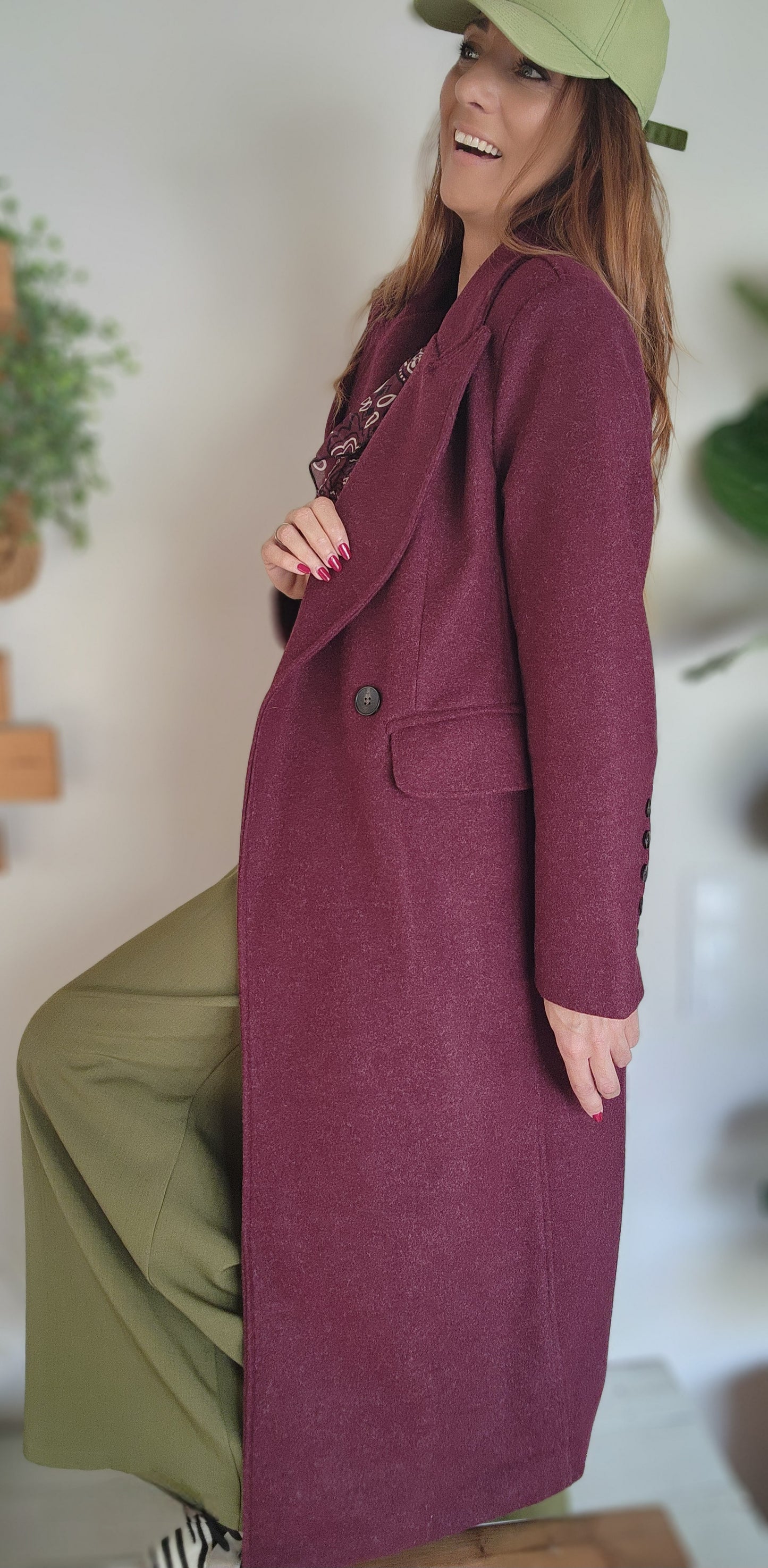 Manteau Long New York Lie de Vin