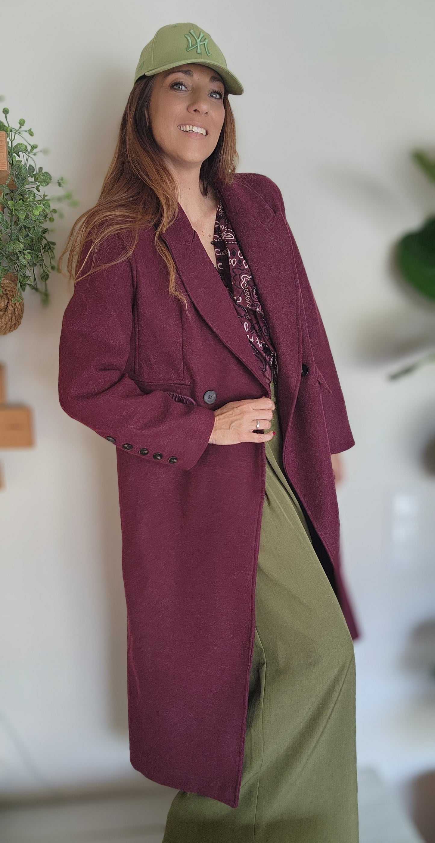 Manteau Long New York Lie de Vin