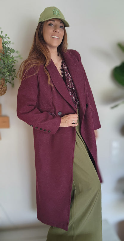 Manteau Long New York Lie de Vin