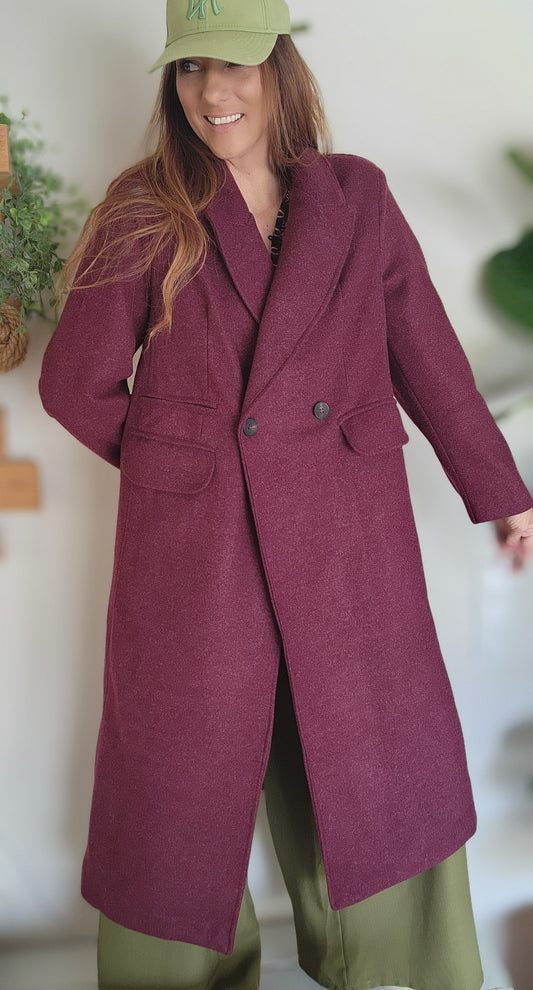 Manteau Long New York Lie de Vin