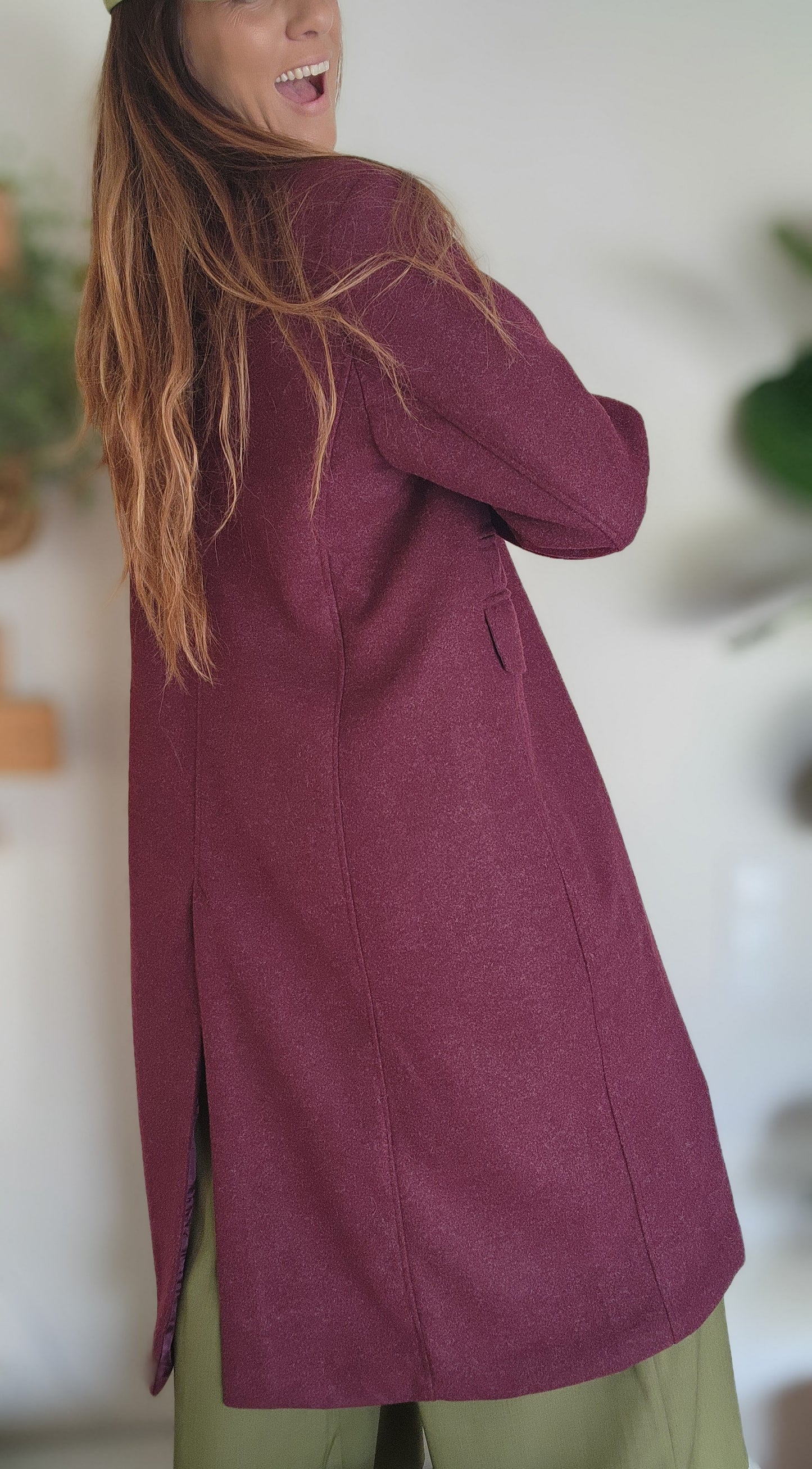 Manteau Long New York Lie de Vin