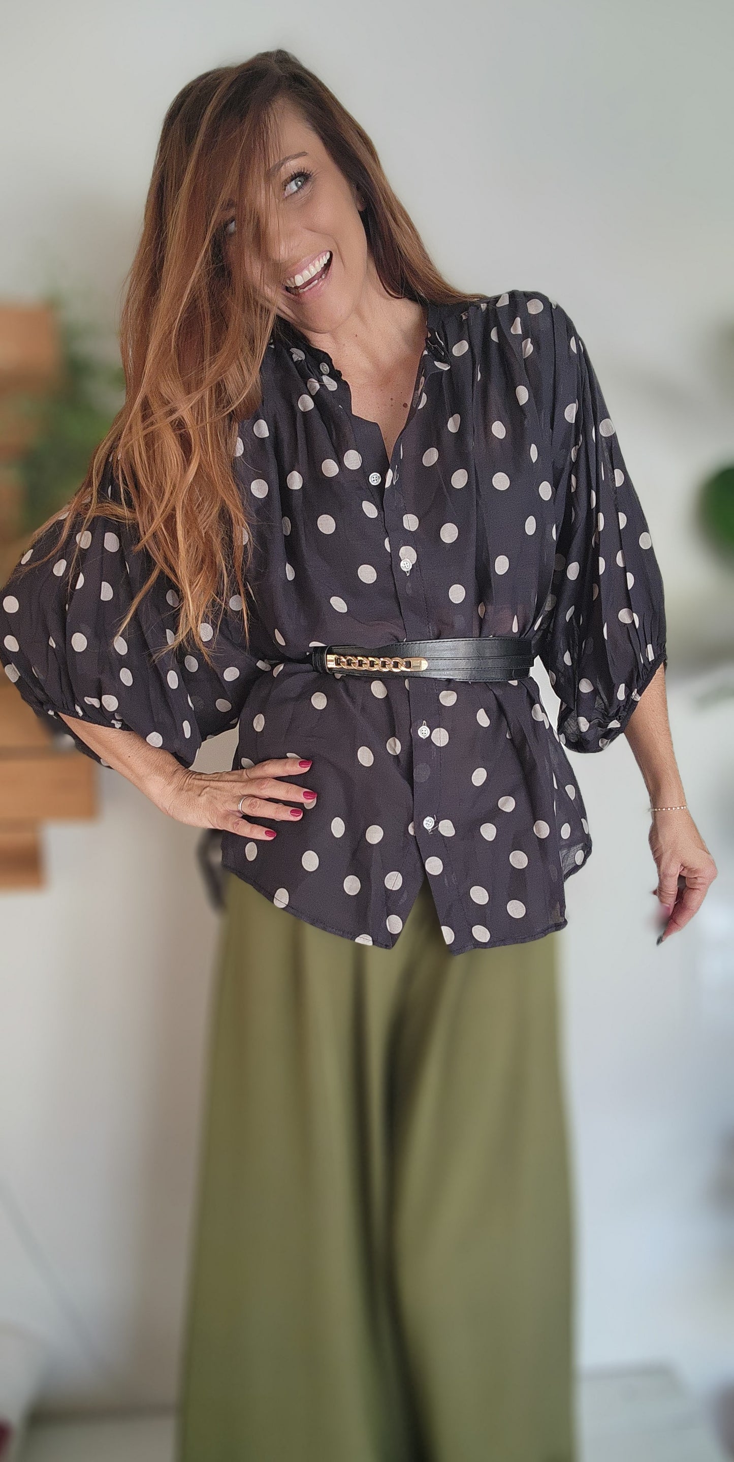 Chemisier à pois VENISE noir