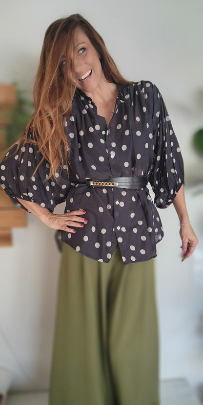 Chemisier à pois VENISE noir