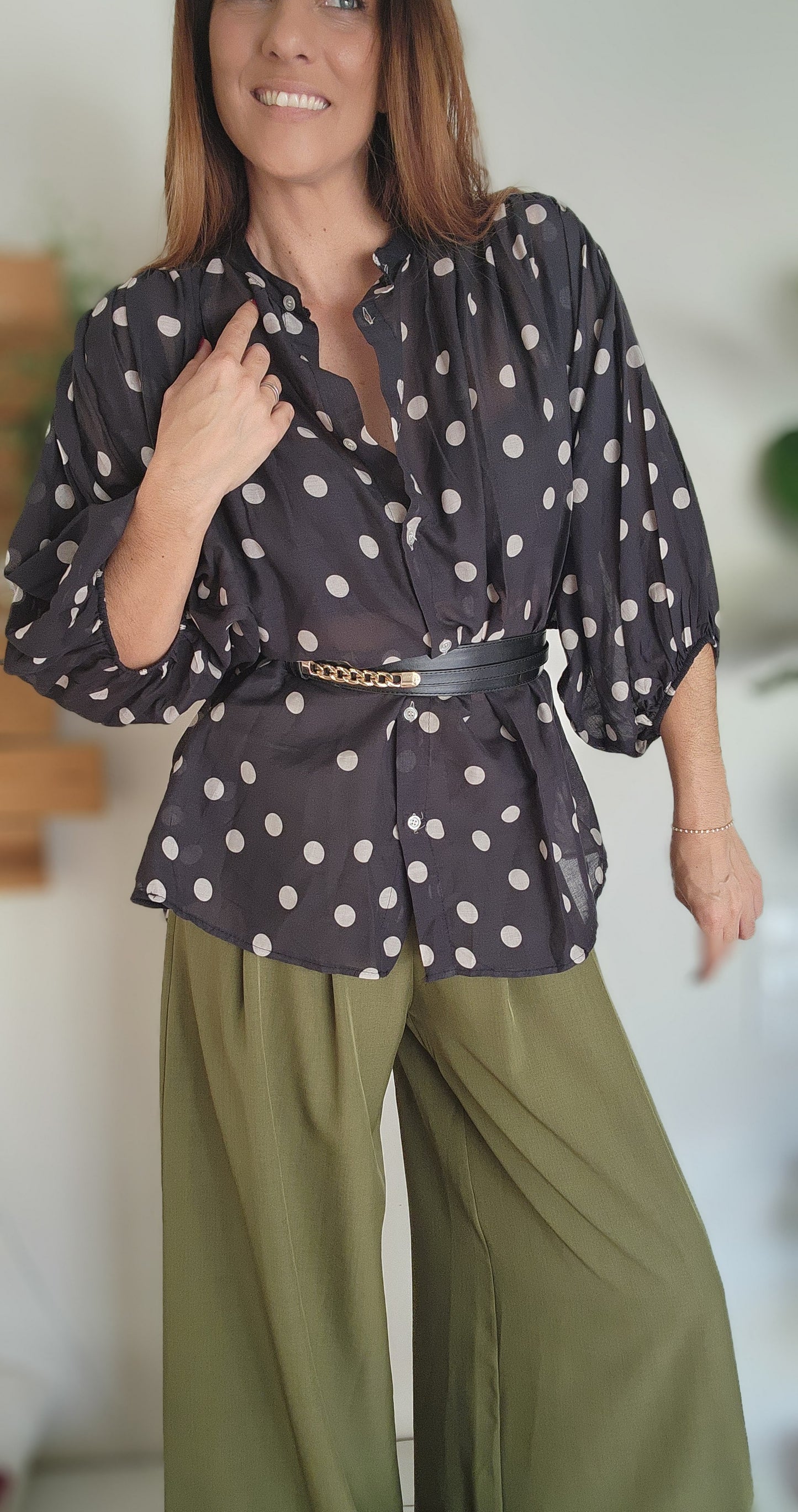 Chemisier à pois VENISE noir