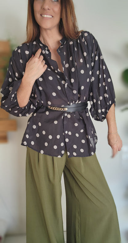Chemisier à pois VENISE noir