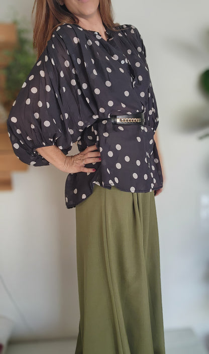 Chemisier à pois VENISE noir