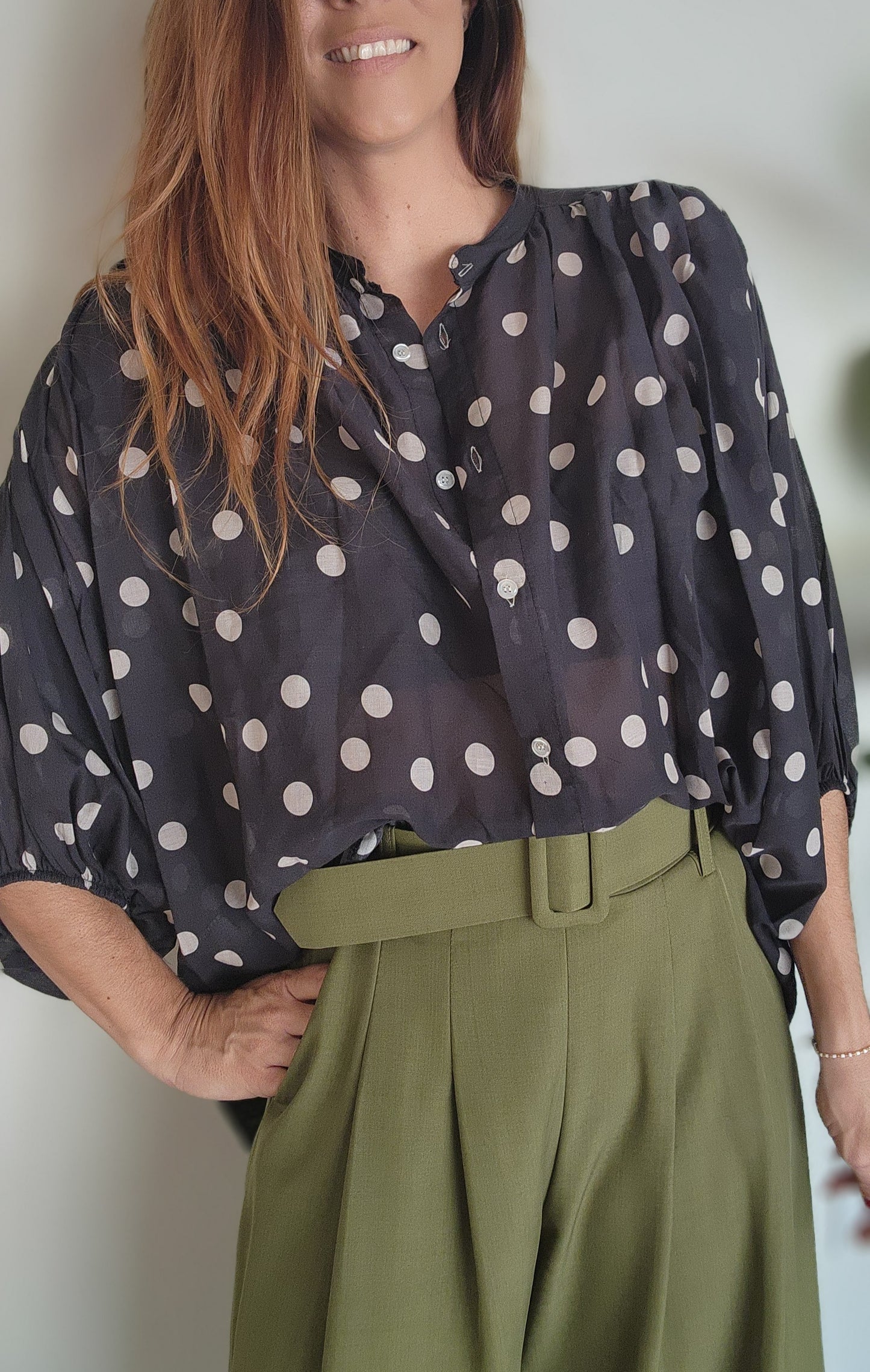 Chemisier à pois VENISE noir