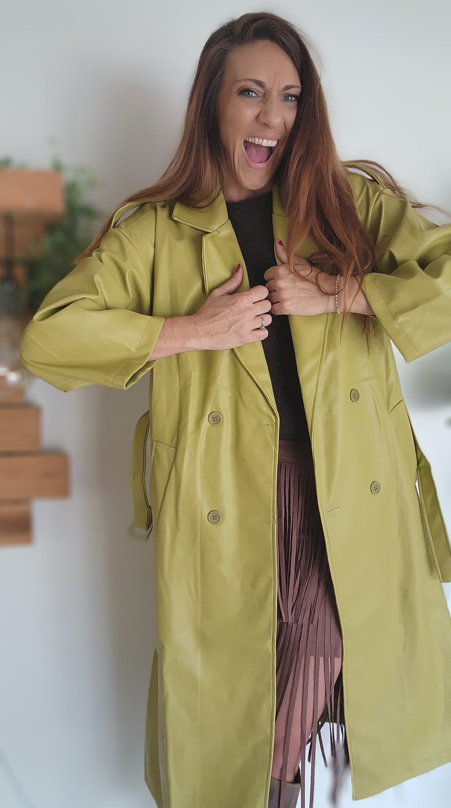 Parka long simili cuir