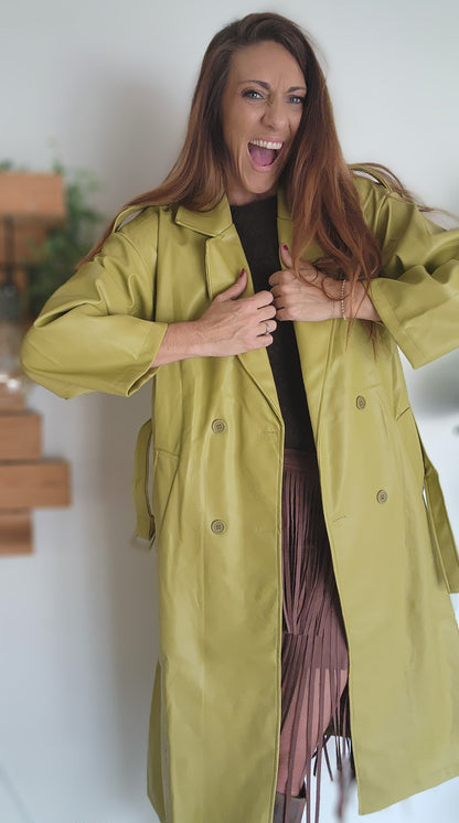 Parka long simili cuir