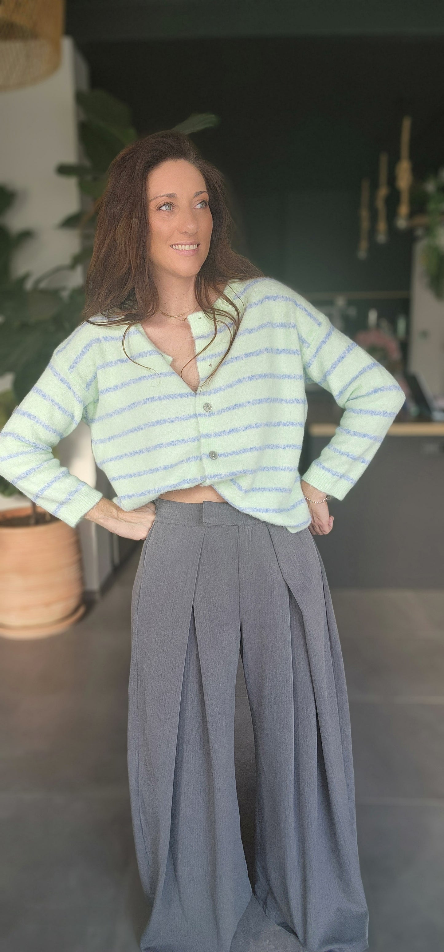 Gilet ALPAPOP Vert rayé Bleu