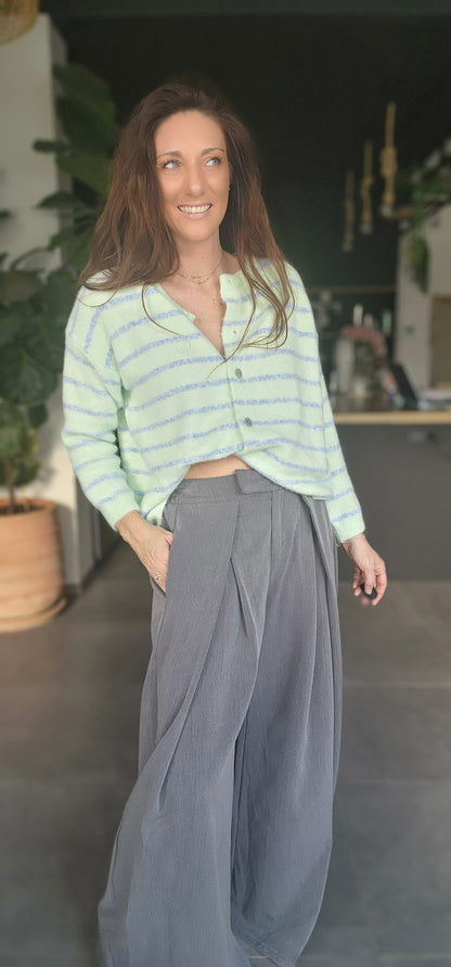 Gilet ALPAPOP Vert rayé Bleu