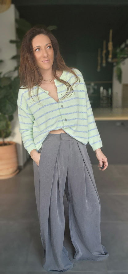 Gilet ALPAPOP Vert rayé Bleu