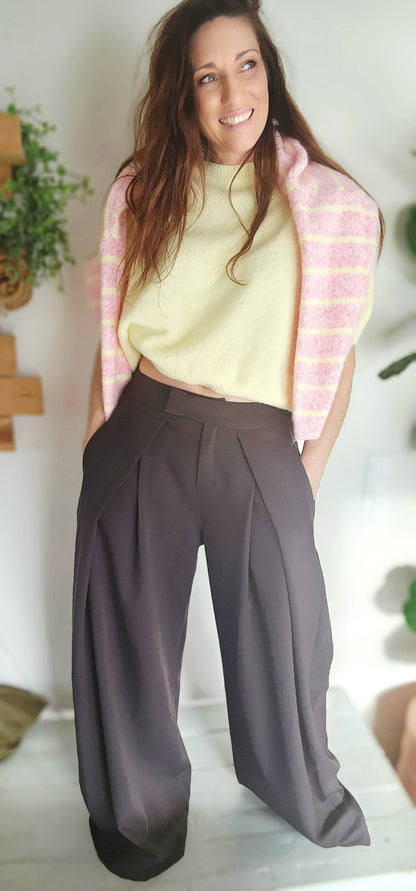 Gilet ALPAPOP Rose rayé jaune