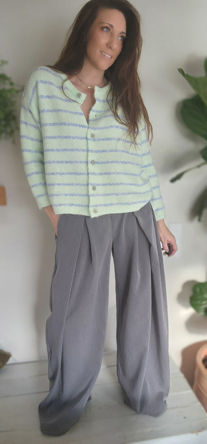 Gilet ALPAPOP Vert rayé Bleu