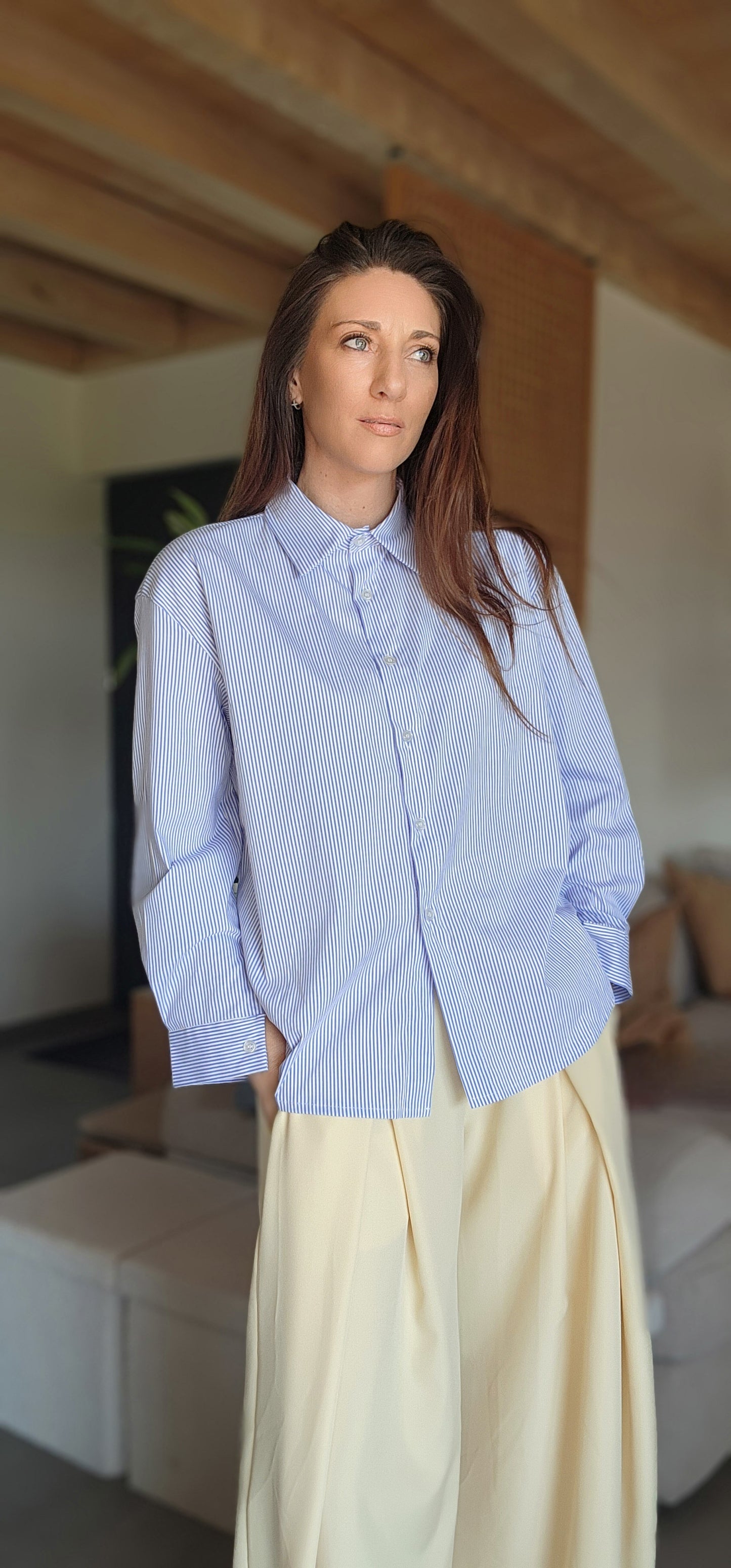 Chemise Cœur Dos Nu Rayée bleu/blanc