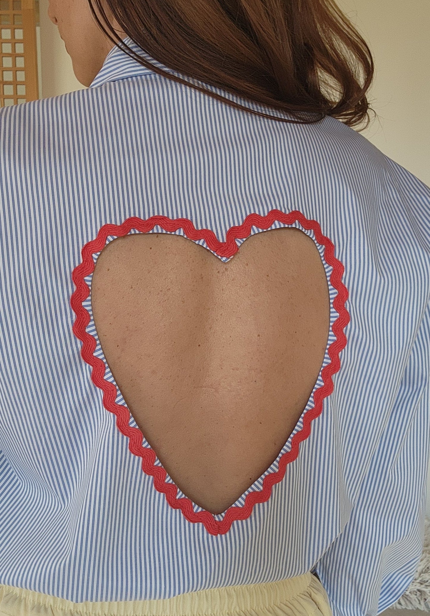 Chemise Cœur Dos Nu Rayée bleu/blanc