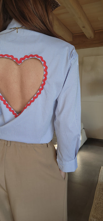 Chemise Cœur Dos Nu Rayée bleu/blanc