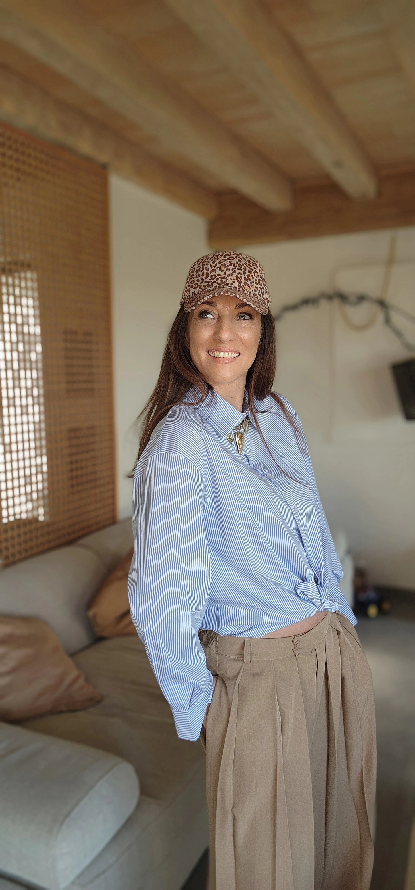 Chemise Cœur Dos Nu Rayée bleu/blanc