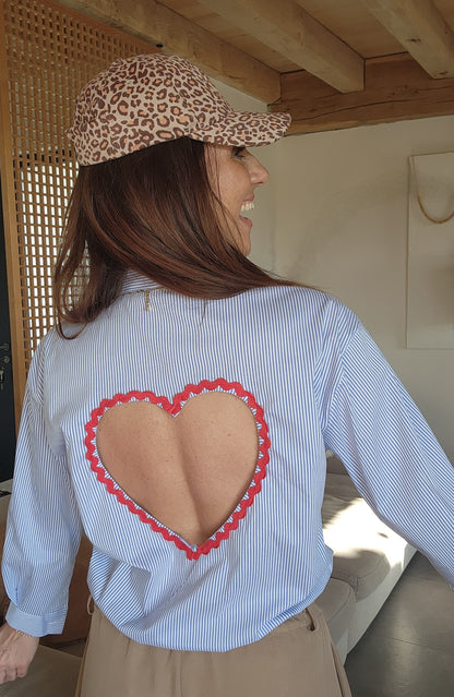 Chemise Cœur Dos Nu Rayée bleu/blanc