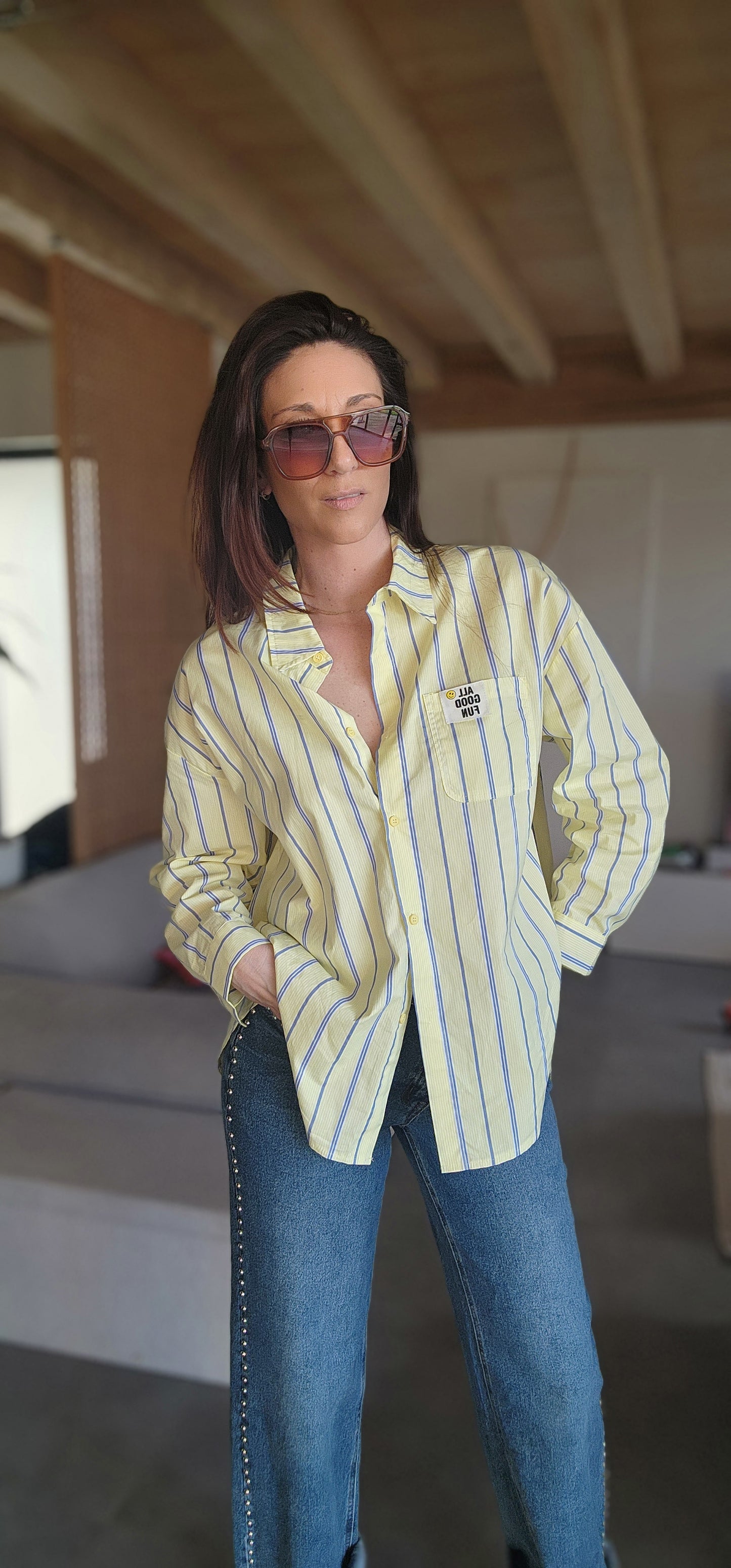 Chemise ISA GOOD Jaune / Rayée bleu