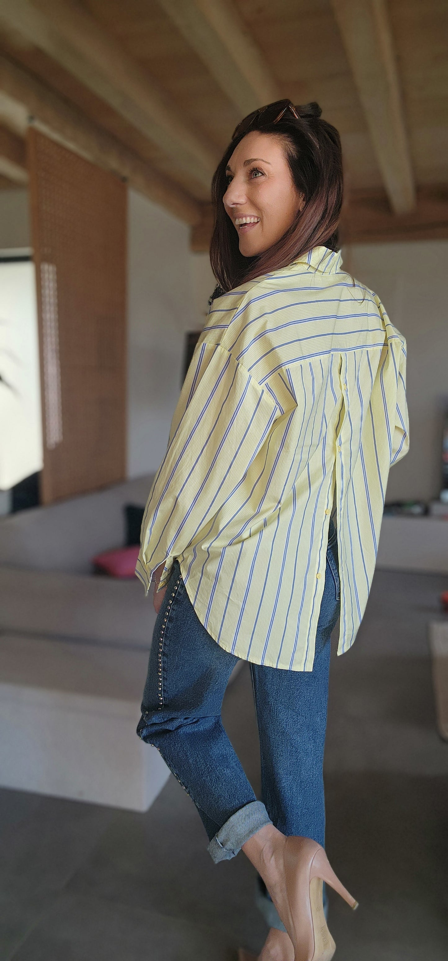 Chemise ISA GOOD Jaune / Rayée bleu