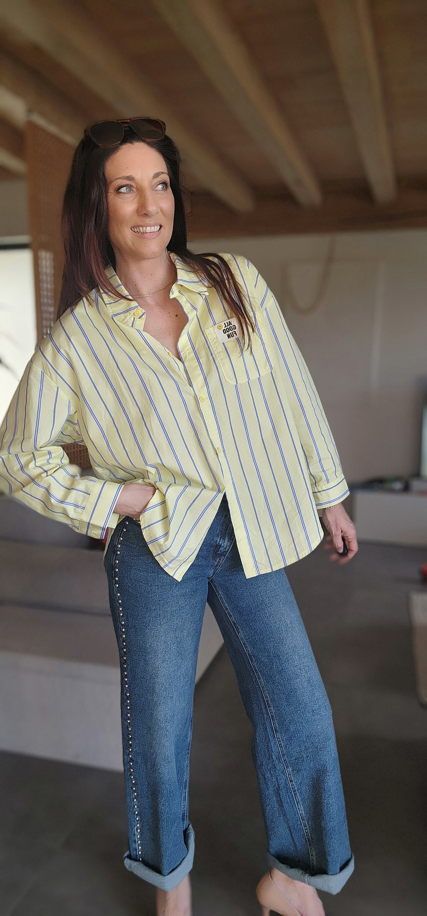 Chemise ISA GOOD Jaune / Rayée bleu